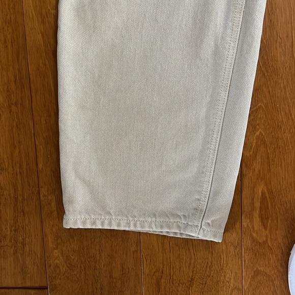 American Eagle Mom Straight Jeans Size 14R Cream Beige High-Rise Relaxed Baggy - Picture 10 of 14